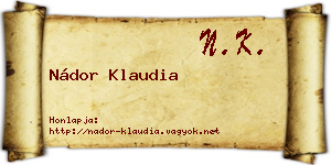 Nádor Klaudia névjegykártya